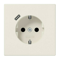 Розетка с USB Jung LS 990, скрытый монтаж, с заземлением, слоновая кость, LS1520-18C